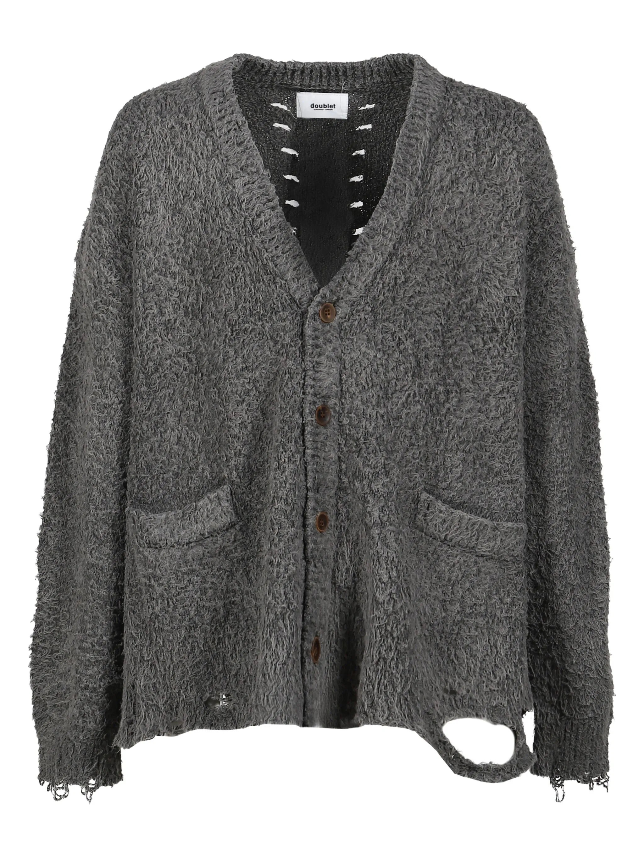 

Кардиган с бахромой Doublet, серый