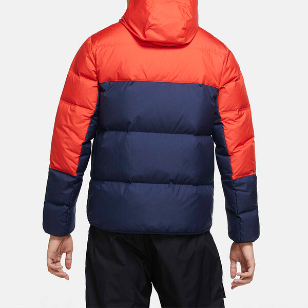 Пуховик Nike Sportswear Down-Fill Windrunner hooded Stay Warm Colorblock Short Down Jacket Red Blue Redblue, синий — фото 4