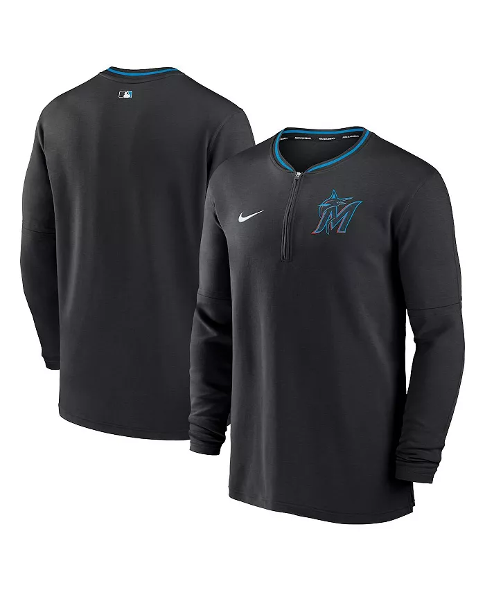 

Мужская черная толстовка с полузастежкой Miami Marlins Authentic Collection Performance Nike