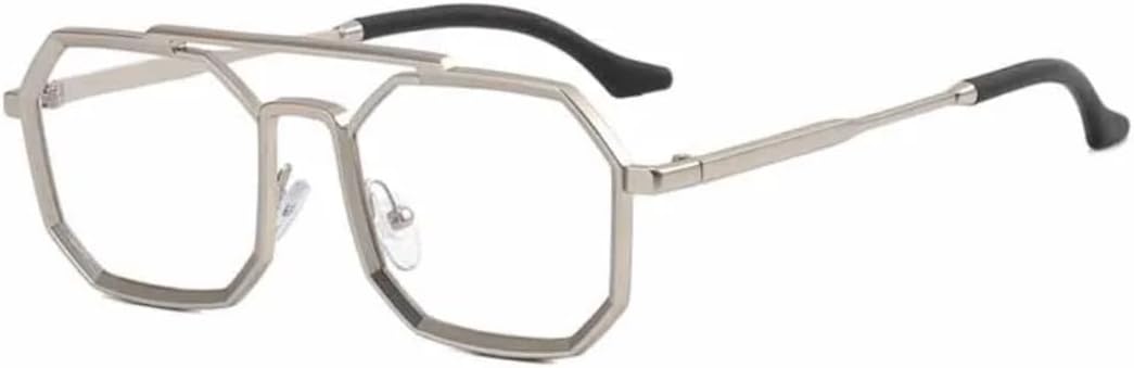 

Солнцезащитные очки с защитой UV400 | Металлическая маленькая оправа с двойной перемычкой | Для женщин и мужчин | Для занятий спортом на открытом воздухе и вождения DSVIGF, Silver Clear