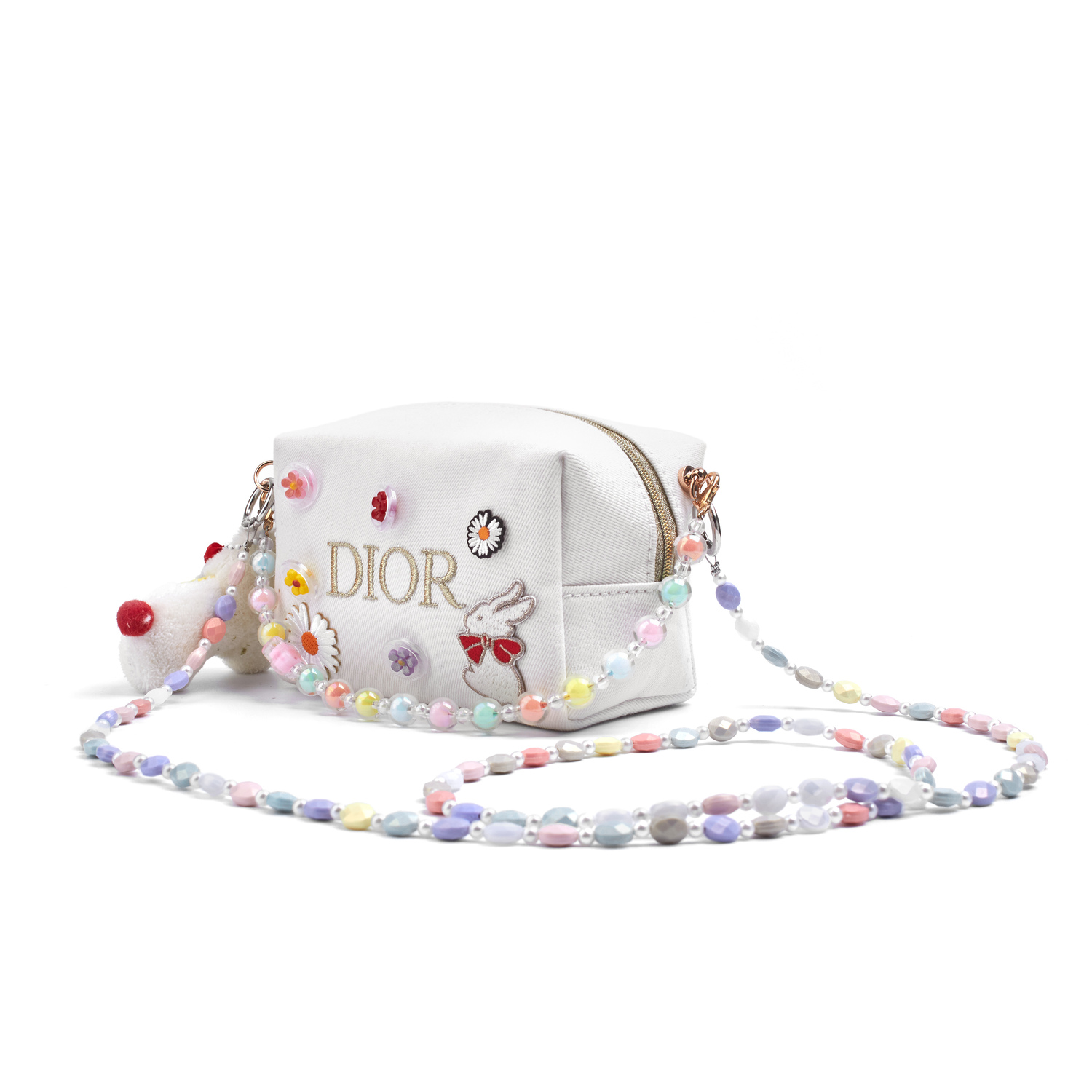 DIOR Индивидуальная косметичка Amber Adorable Floral Sweet Bunny модная сумка через плечо обычная white 18*9*11см — фото 4