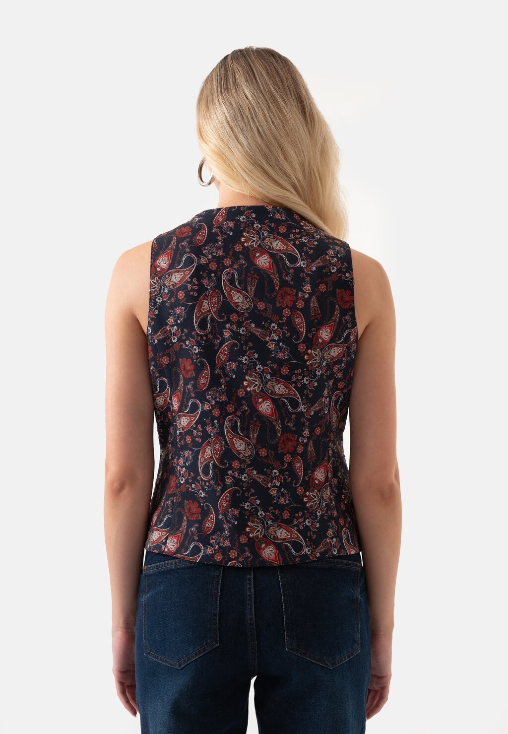 

Жилет PAISLEY PATTERNED BUTTON FRONT LINED Just Like You, темно-синий
