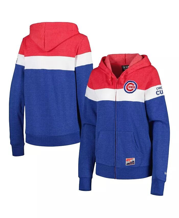 

Женская куртка с капюшоном и молнией во всю длину Heather Royal Chicago Cubs с цветными блоками New Era