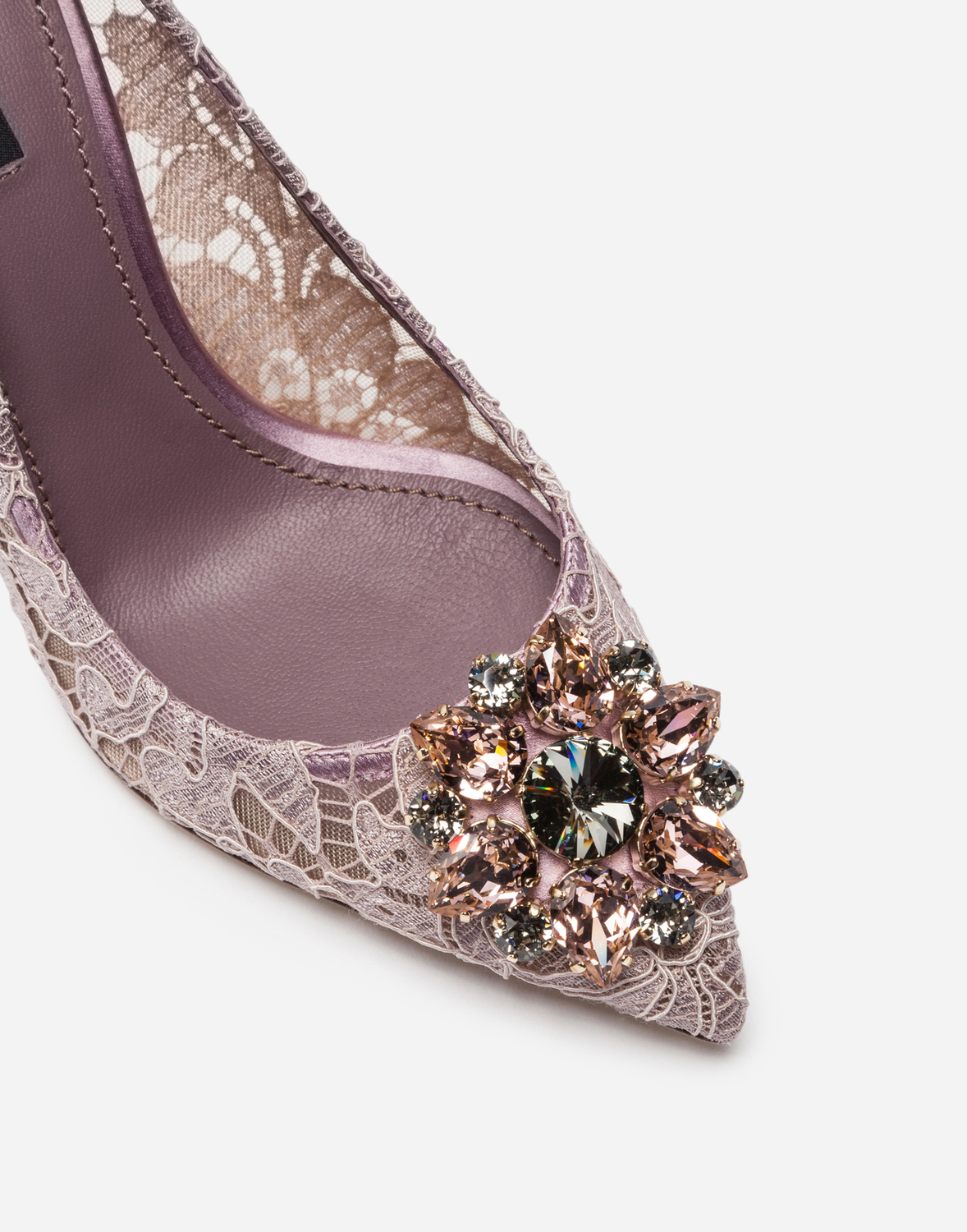 Туфли-лодочки из кружева в радужной расцветке с отделкой в виде броши Dolce & Gabbana, розовый — фото 2