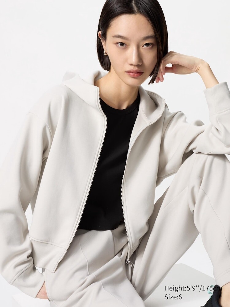 

Толстовка с капюшоном dry sweat на молнии Uniqlo, цвет 02 серый