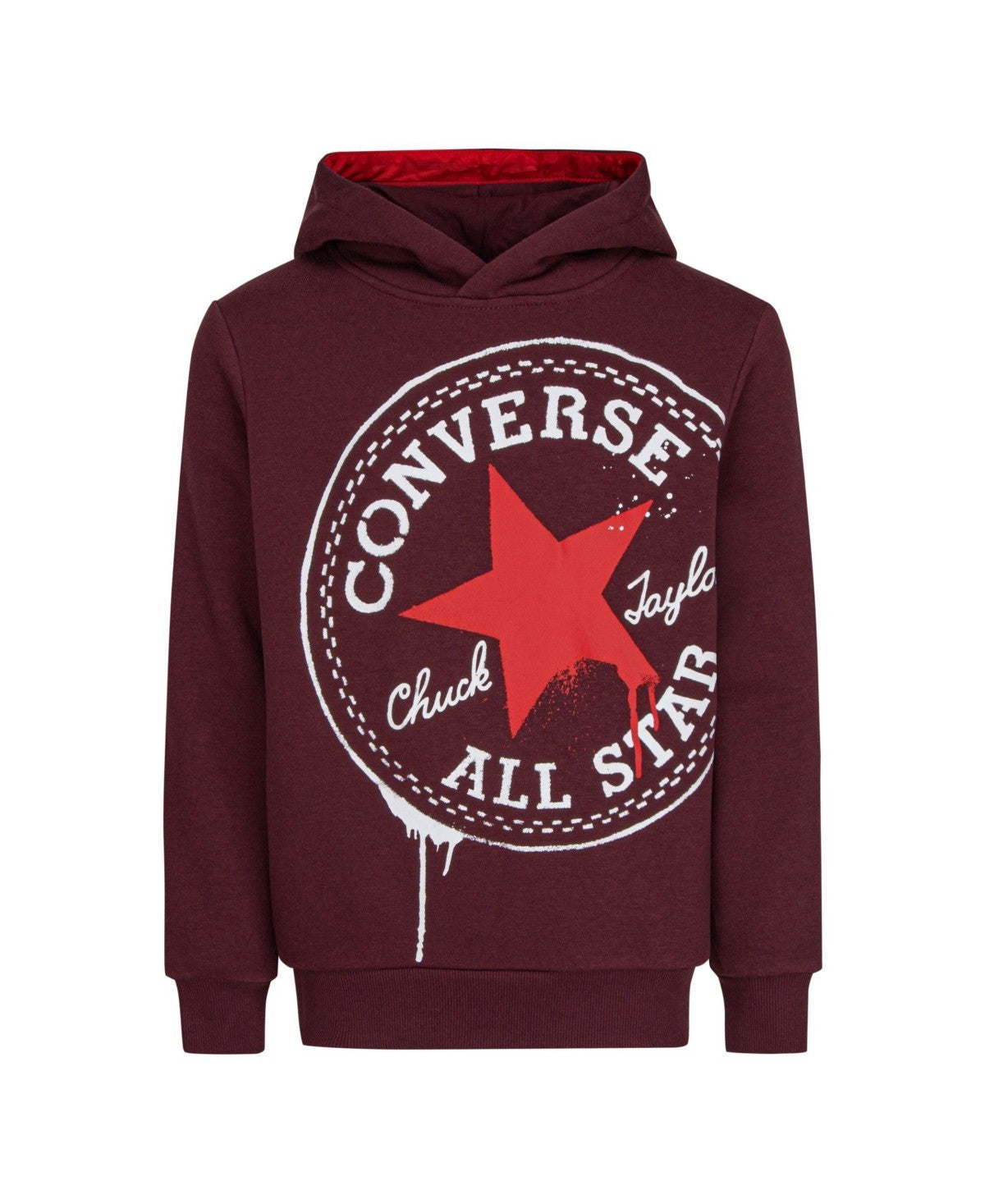 Детская толстовка Converse Spray Hoodie с длинными рукавами, красная, с графическим принтом, хлопковая, GBO177 — фото 3