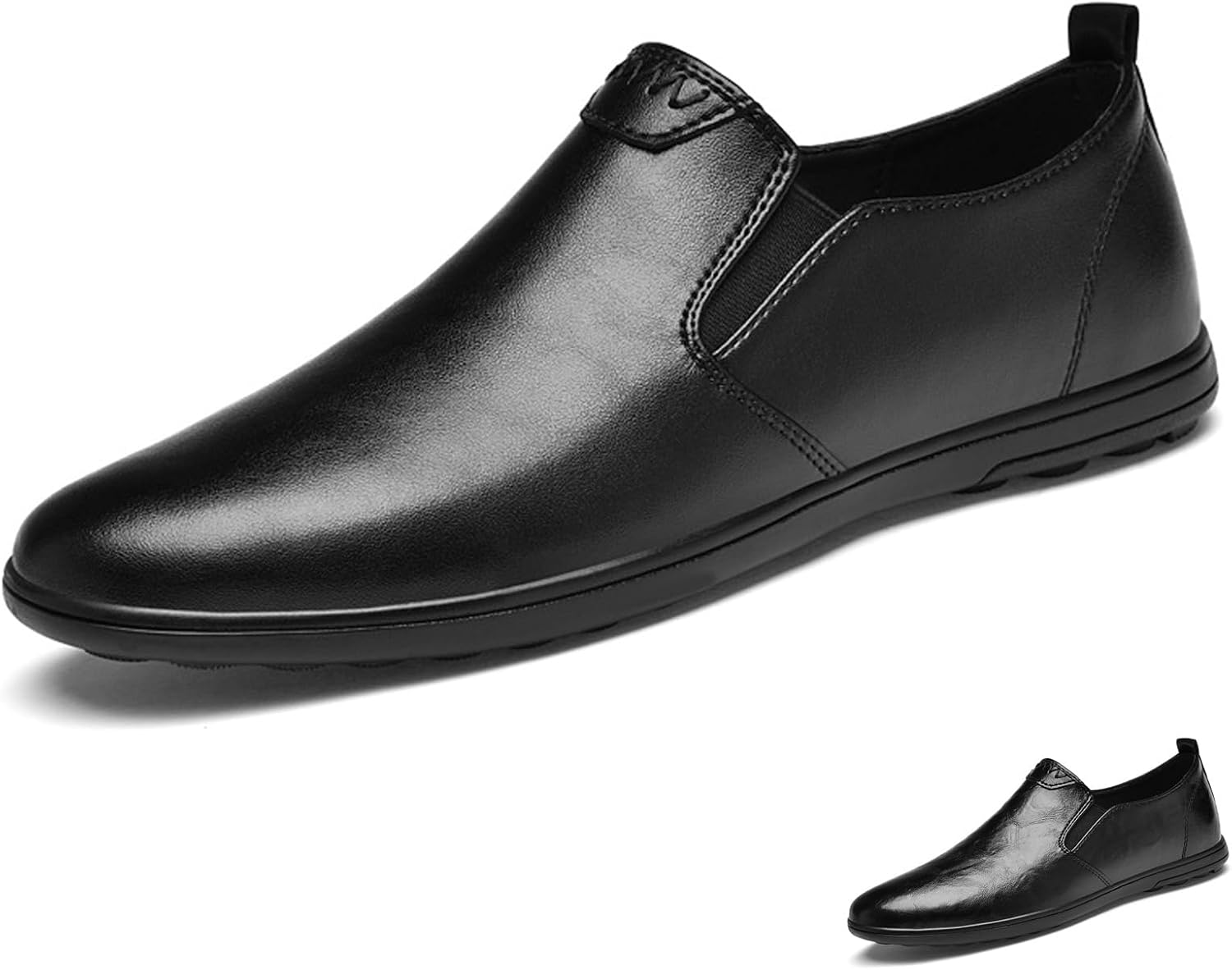 

Мужские лоферы из натуральной кожи черного цвета, удобные, легкие, дышащие, с декоративной строчкой, круглым носком, с нескользящей подошвой, без шнурков, мягкой подошвой, для работы и повседневной носки Nsneond