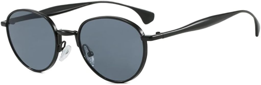 

Солнцезащитные очки для мужчин и женщин - защита UV400 - металлические овальные линзы в стиле панк синего цвета для занятий спортом на открытом воздухе и вождения DSVIGF, Black Grey