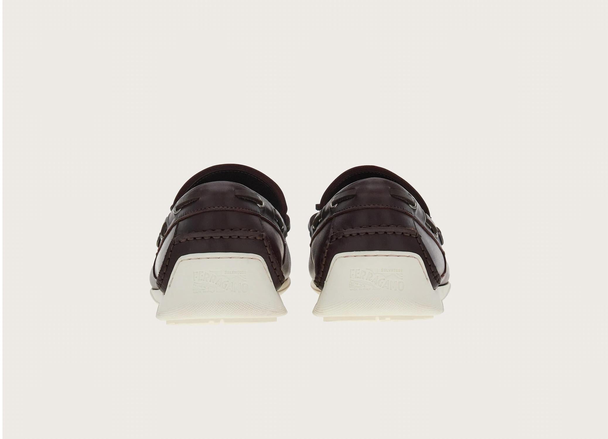 Мужские кожаные туфли-лодочки фиолетового цвета Salvatore Ferragamo, фиолетовый — фото 3