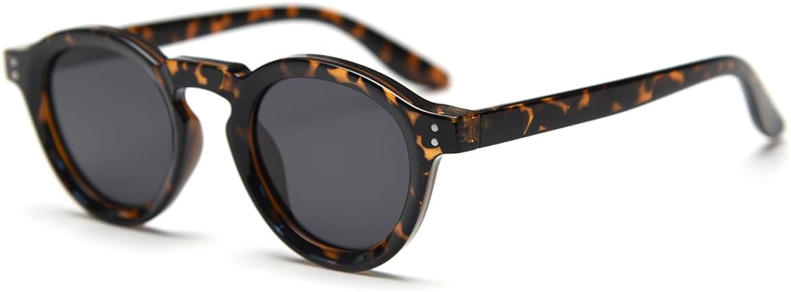 

Поляризованные солнцезащитные очки унисекс в стиле ретро для женщин (TR90), круглые солнцезащитные очки для мужчин (UV400), декоративная круглая оправа weiyuchen, Leopard With Black