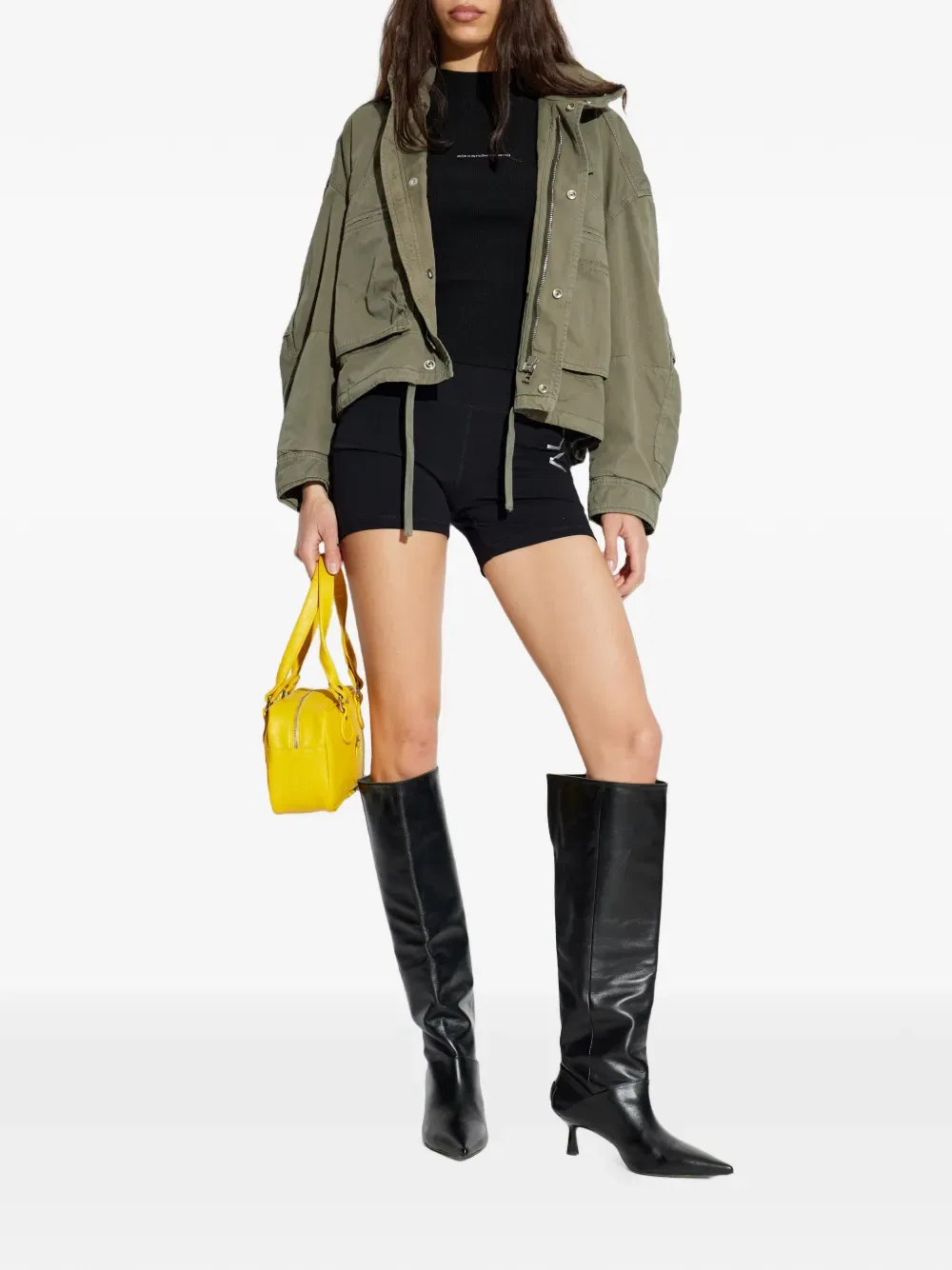Хлопковая куртка с вышитым логотипом Alexander Wang, зеленый — фото 2