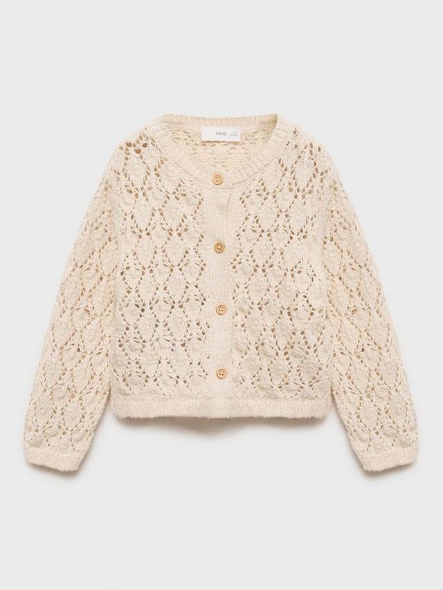 

Детский кардиган Fez из хлопка с открытой вязкой Mango, Lt Pastel Brown