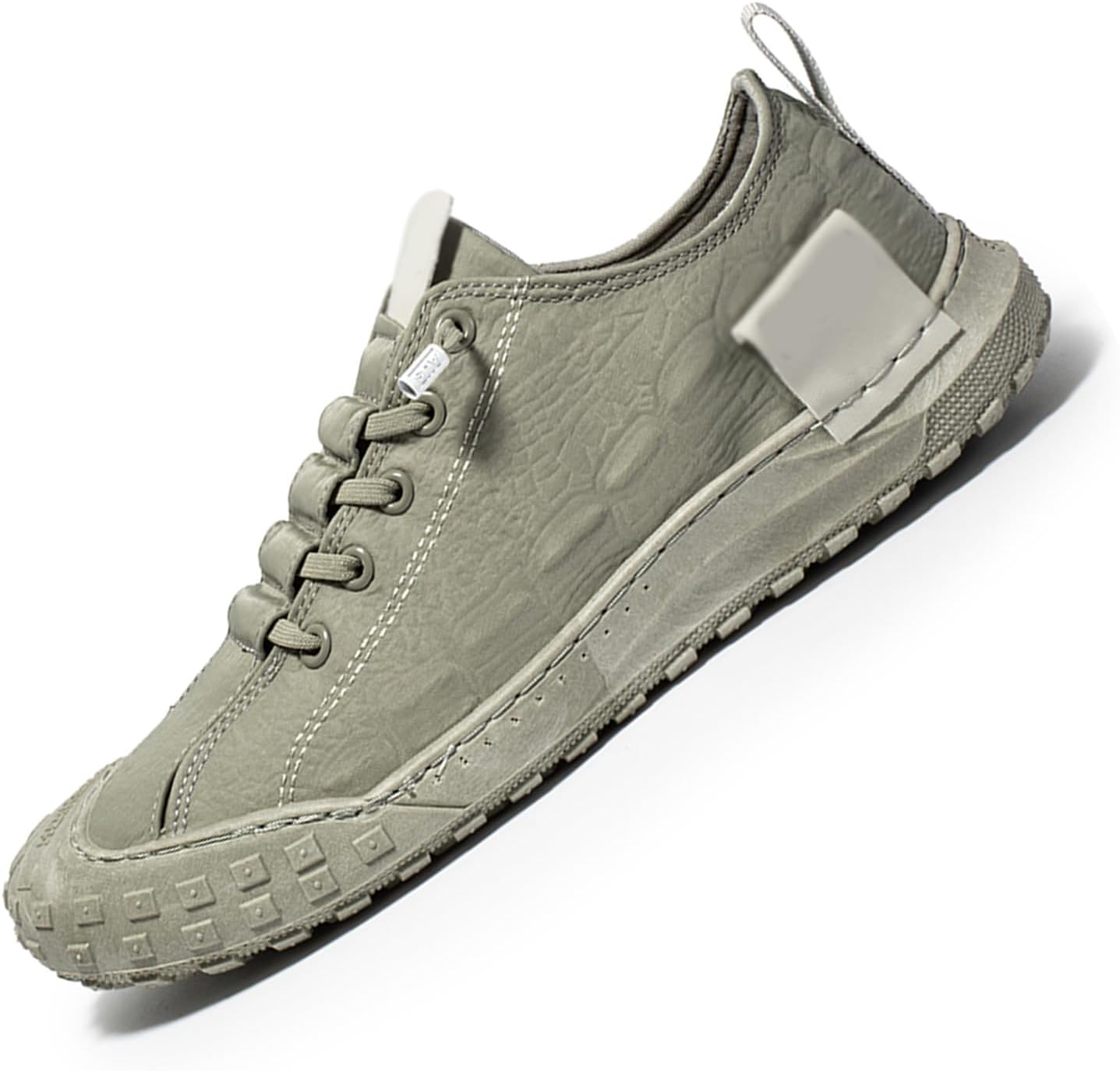 

Мужские кожаные дышащие слипоны, модные ручной работы низкие повседневные туфли, удобные мягкие подошвы, нескользящие холщовые туфли Amazideal, зеленый