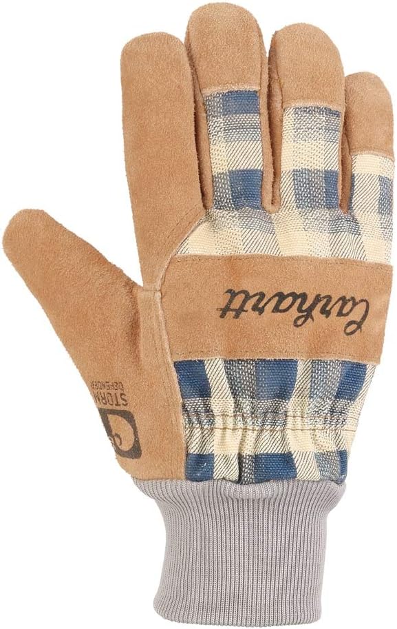 

Carhartt Women's WA725 женские водонепроницаемые дышащие рабочие перчатки с манжетой из замши и трикотажа, Navy Plaid