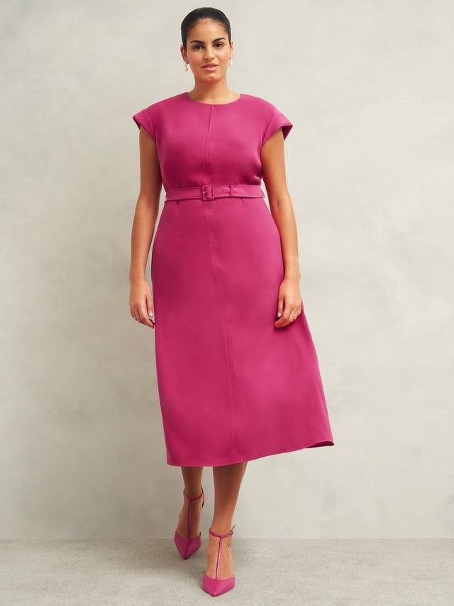 

Платье с поясом от миры Hobbs, розовый