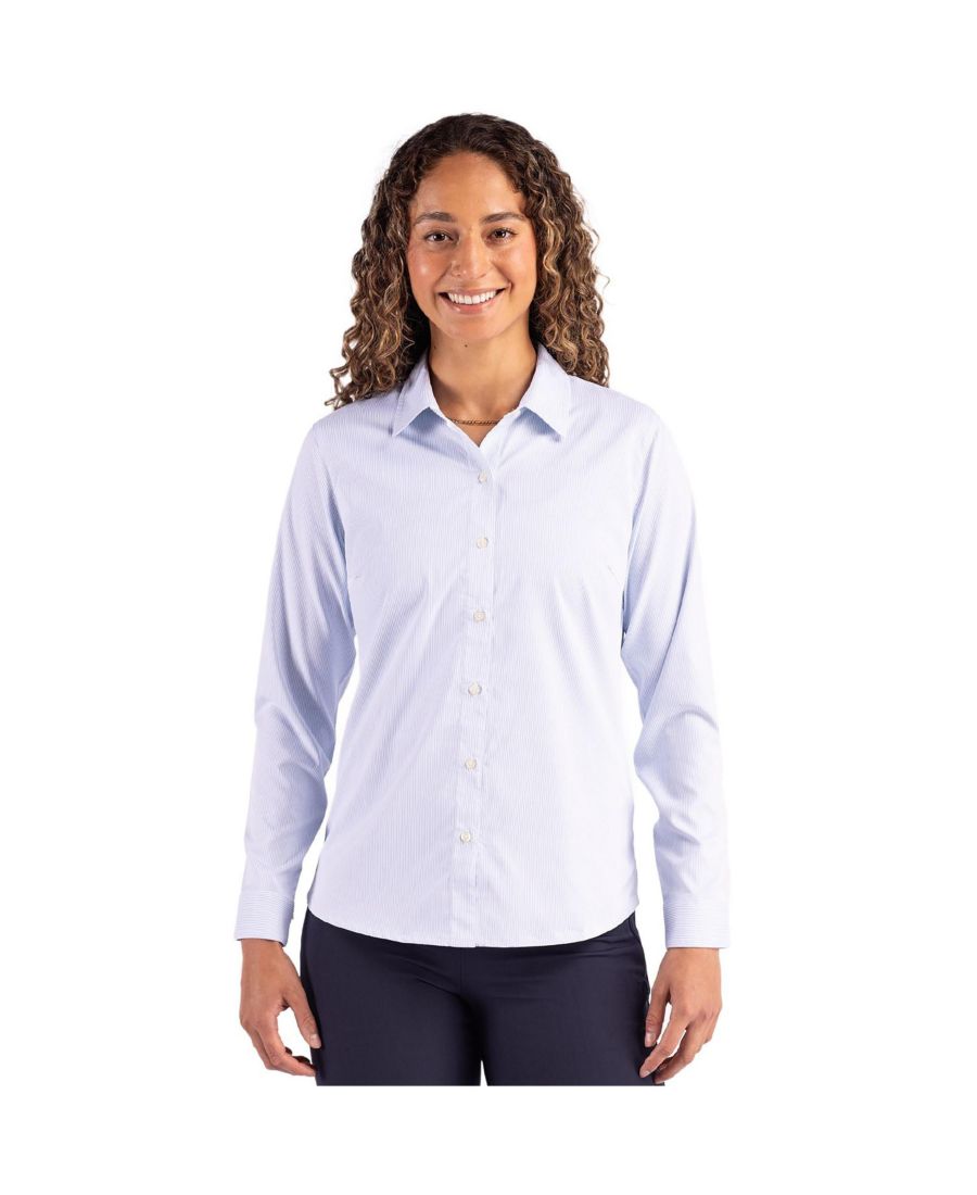 

Женская рубашка с длинными рукавами Skyline Epic Confidence в полоску Cutter & Buck, Pale blue/white