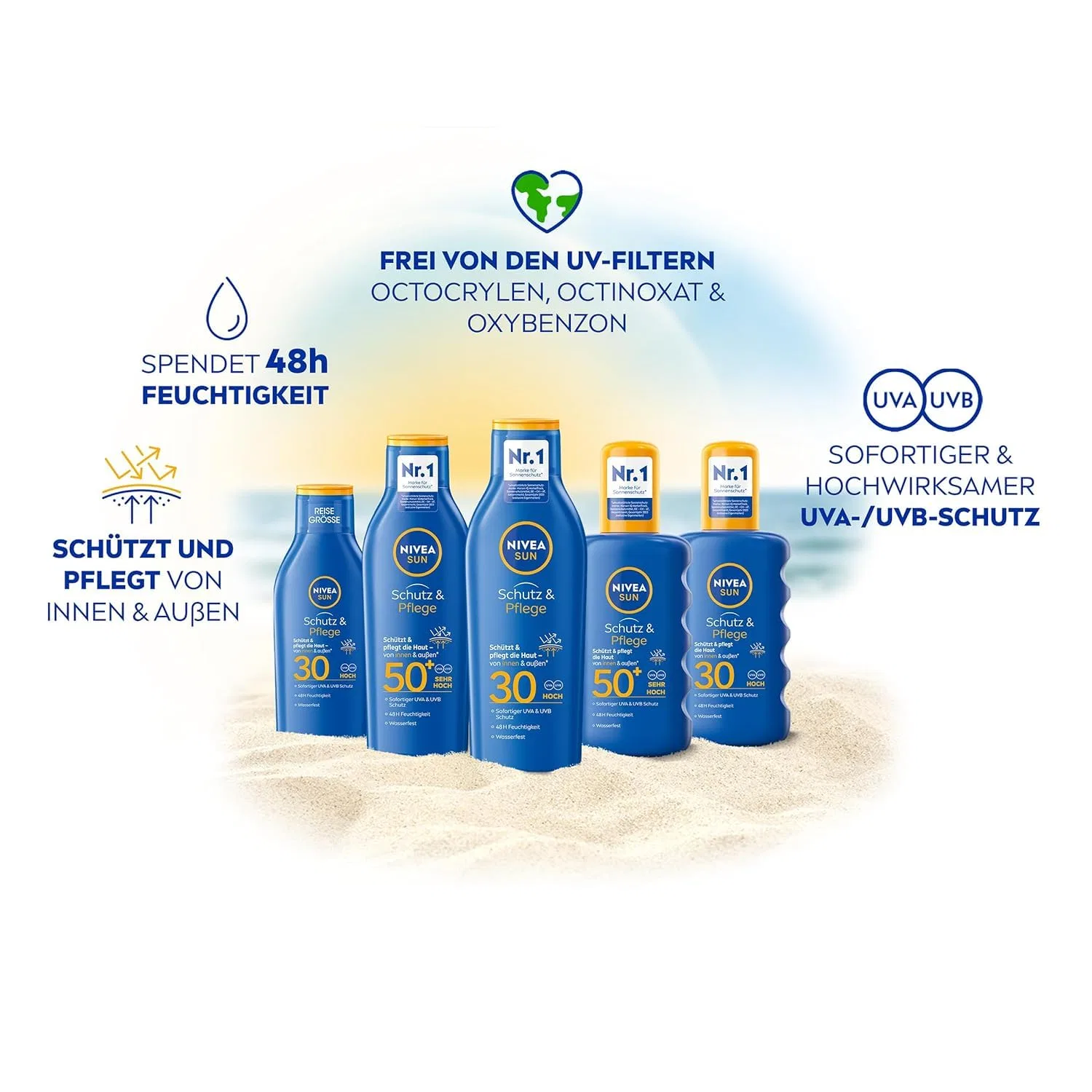 Солнцезащитный спрей Nivea Sun Protection & Care SPF 50+ 200 мл Nivea Sun — фото 2