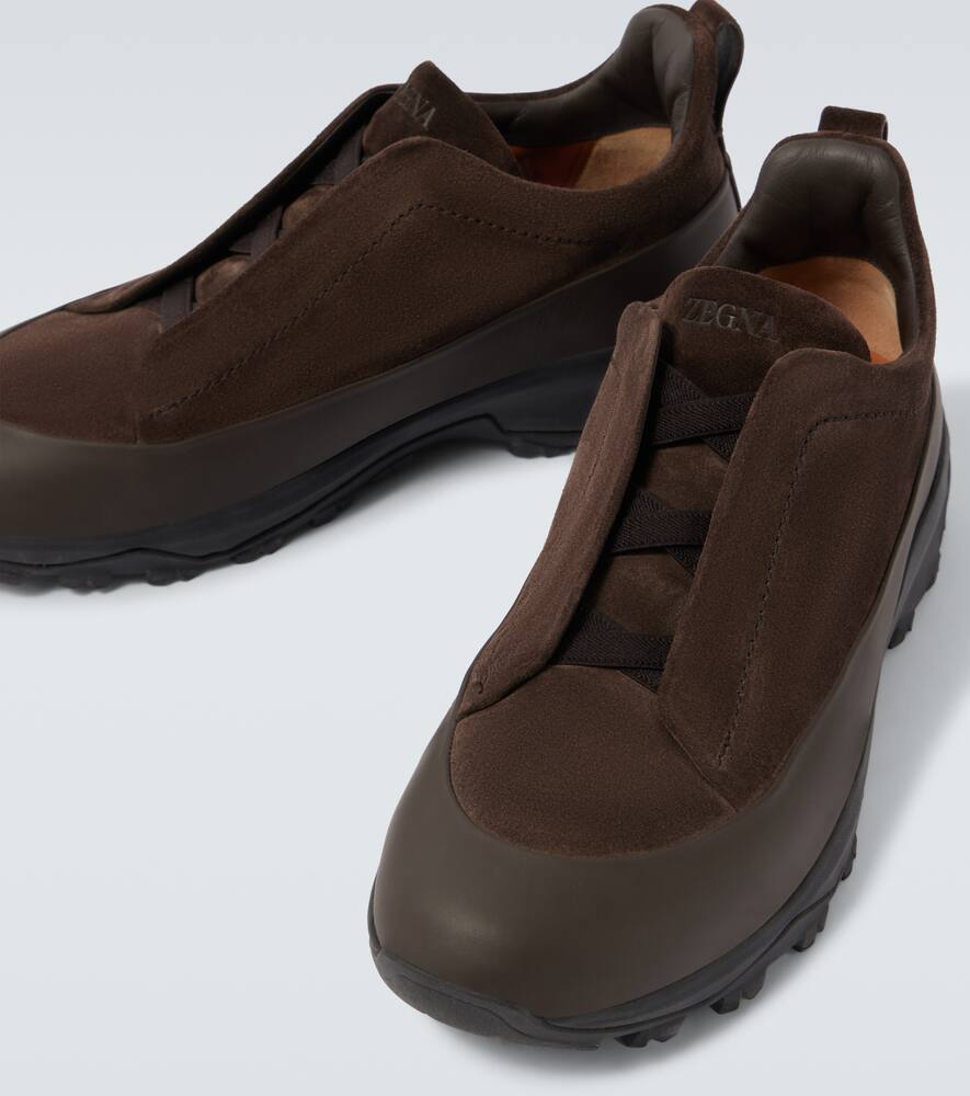 Тройной стежок монте замшевые кроссовки Zegna, Dark Brown — фото 3