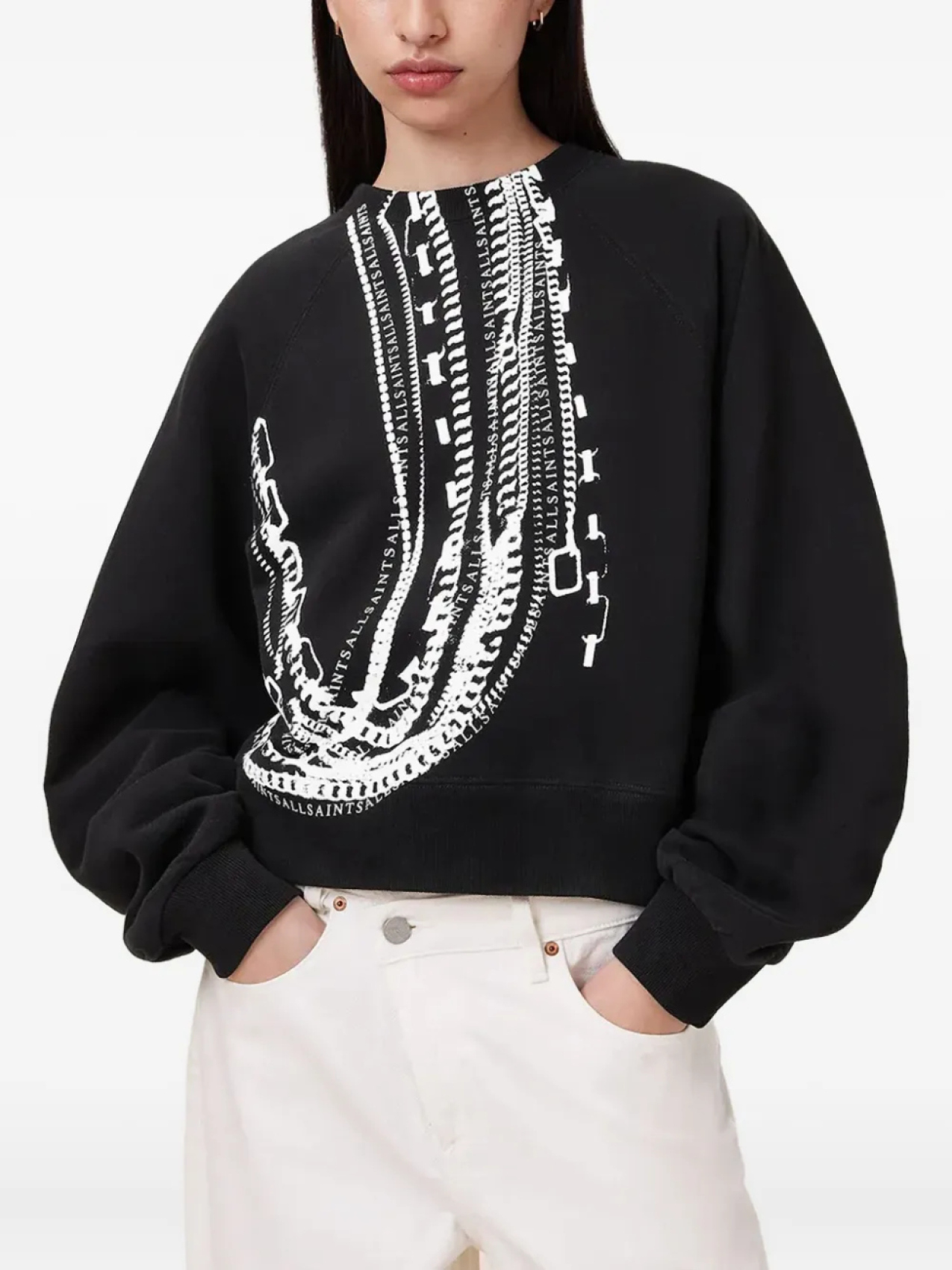 

Толстовка AllSaints с цепочным принтом, черный
