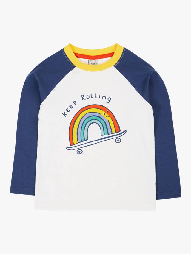 

Детский топ с рукавом реглан из хлопка Eden Frugi, Navy/Keep Rolling