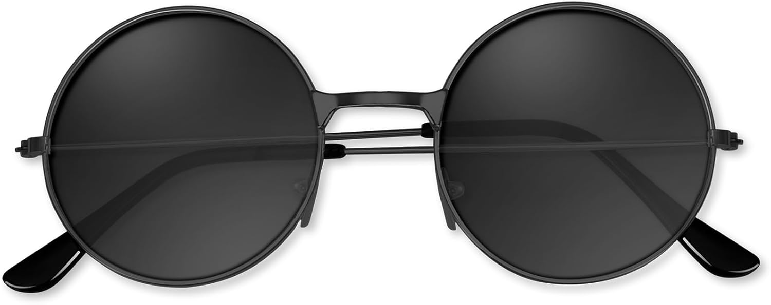 

Солнцезащитные очки в стиле хиппи 70-х годов, круглые, для вечеринки, украшение, солнцезащитные очки для женщин с цветной салфеткой для протирки очков BOUBONI, A01-black Fram Black Lens