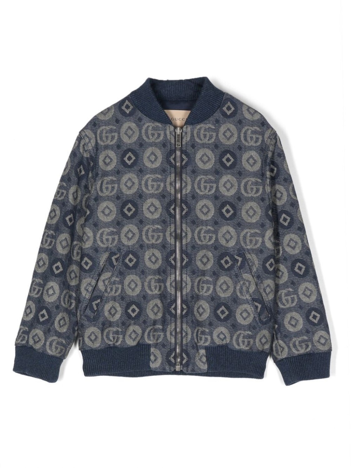 

Gucci Kids джинсовый бомбер с монограммой, синий