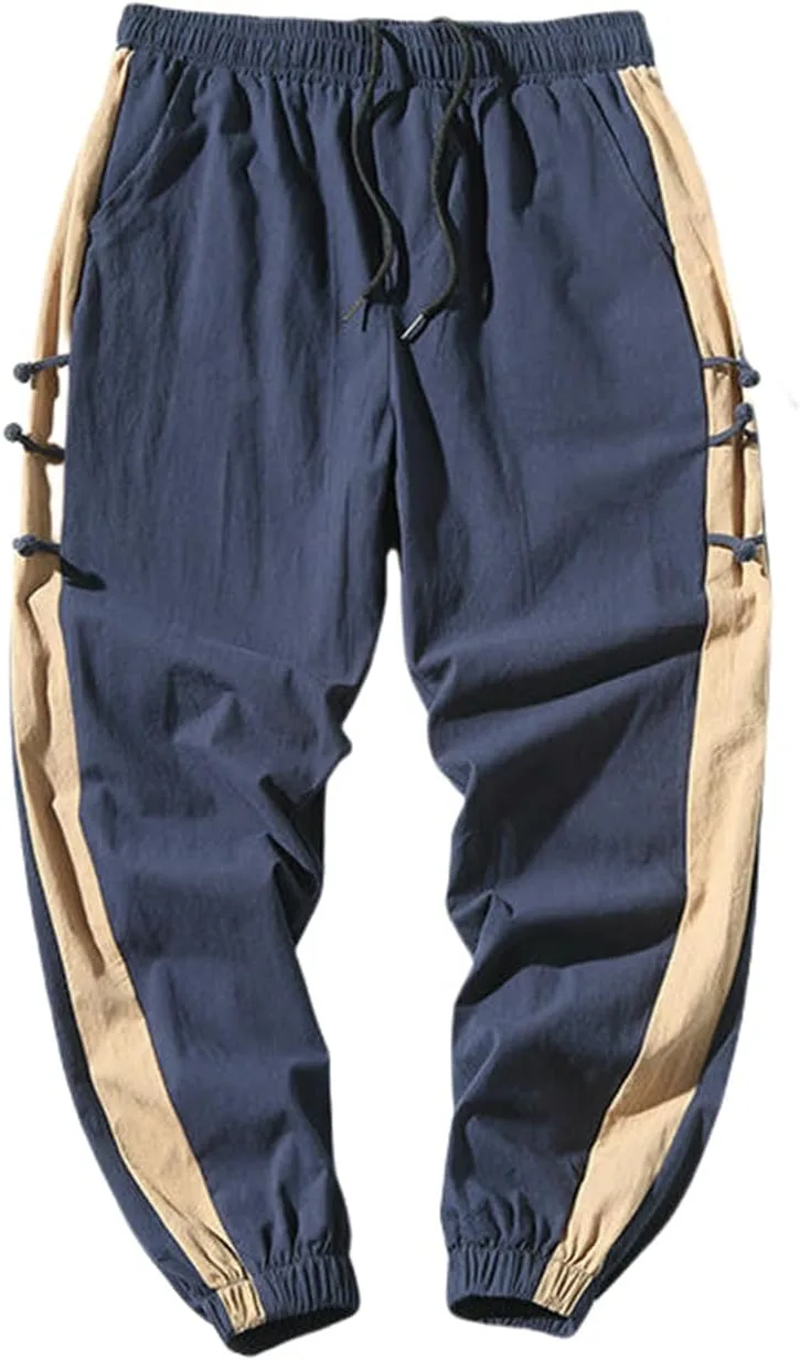 

Мужские летние брюки в стиле китайско-японского винтаж с цветными блоками MUFURONG