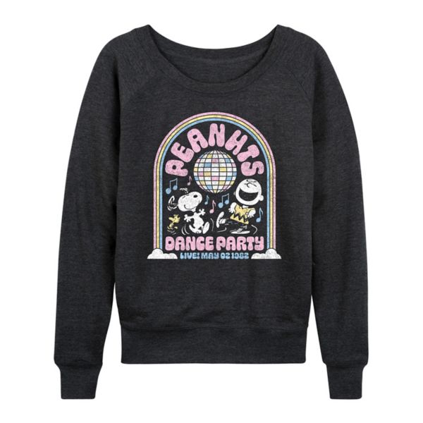 

Женская футболка с длинным рукавом Peanuts Dance Party из французского терри Licensed Character, цвет heather charcoal gray