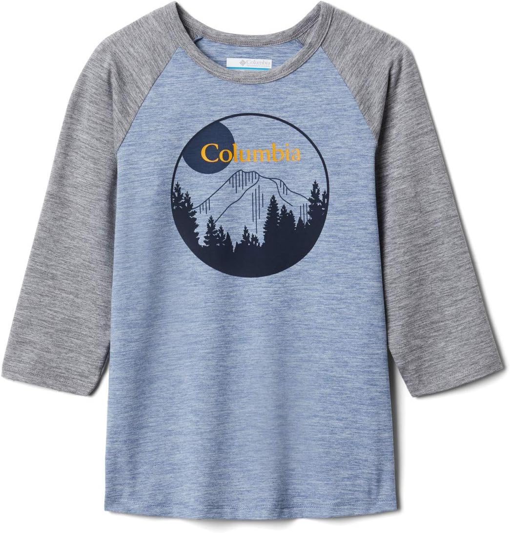 

Columbia Kids' Outdoor Elements футболка с рукавом 3/4, Bluestone Heather, City Grey Heather