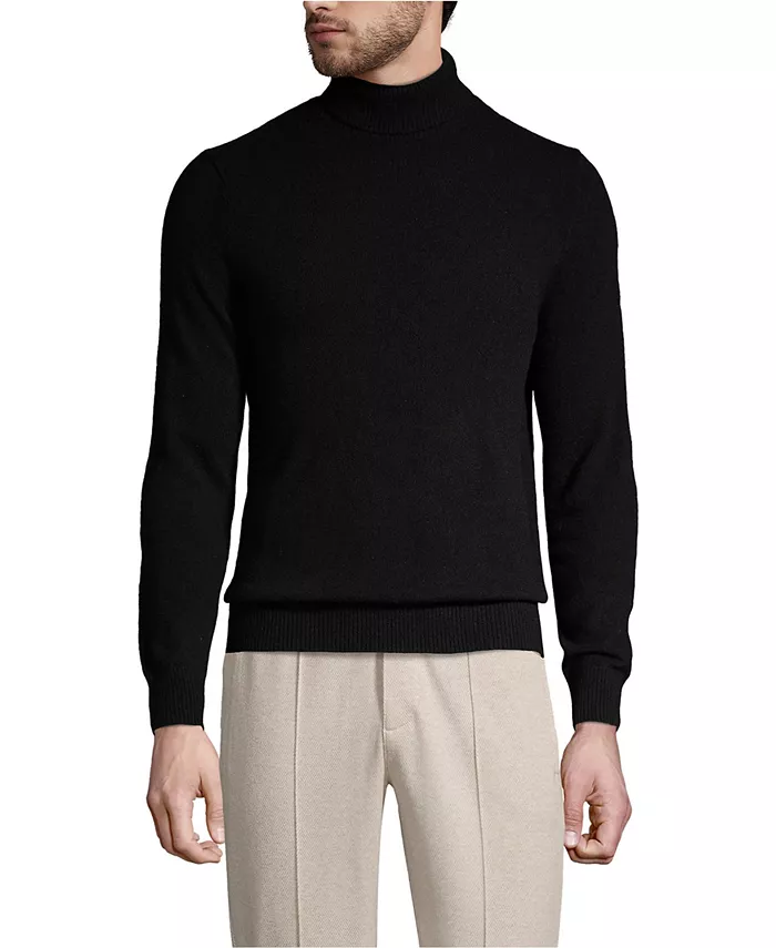 

Мужской тонкий кашемировый водолазка Lands' End, черный