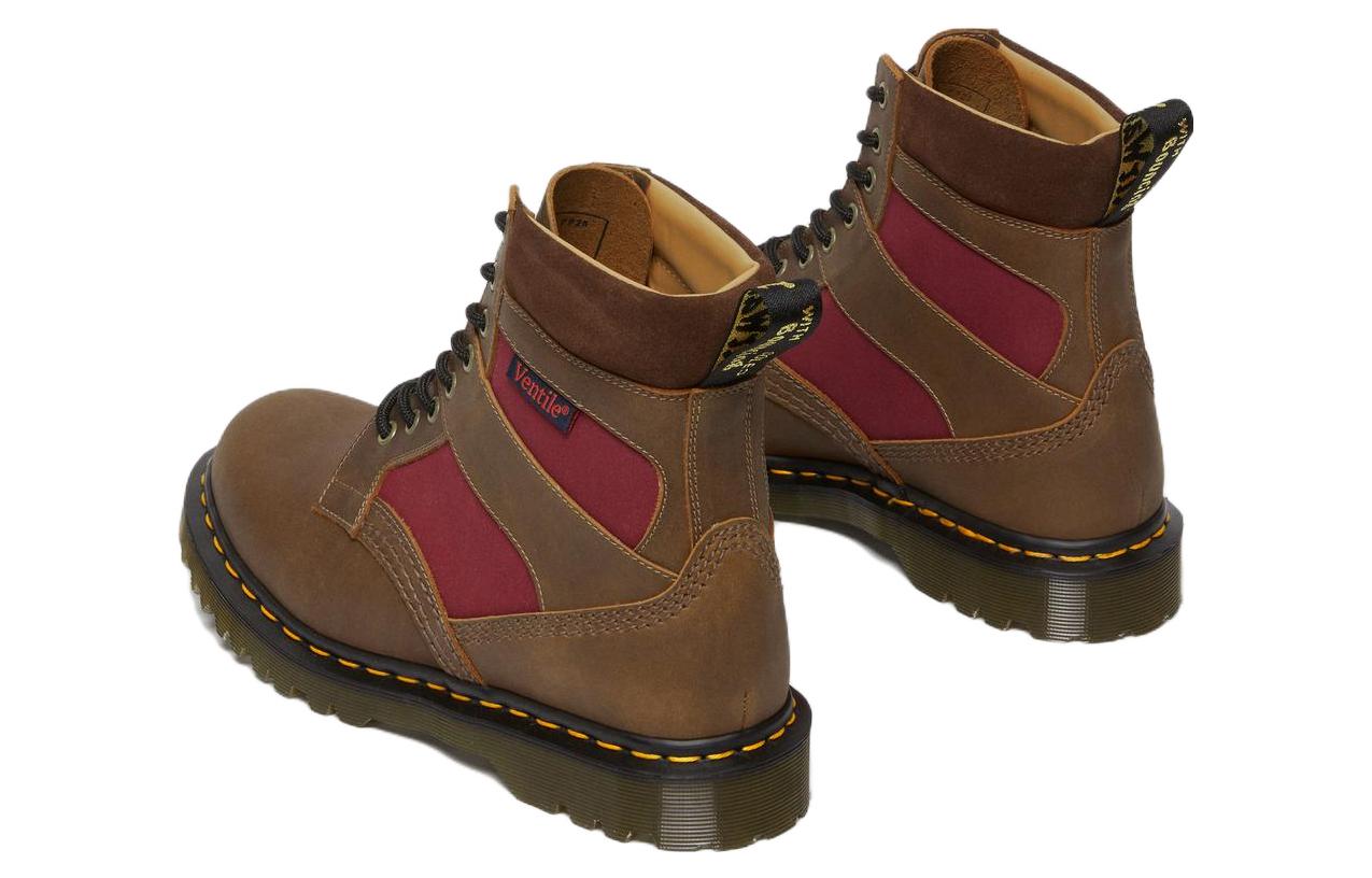 Мужские ботинки Dr. Martens 1460 Made in England с текстильными вставками, коричнево-красный — фото 4