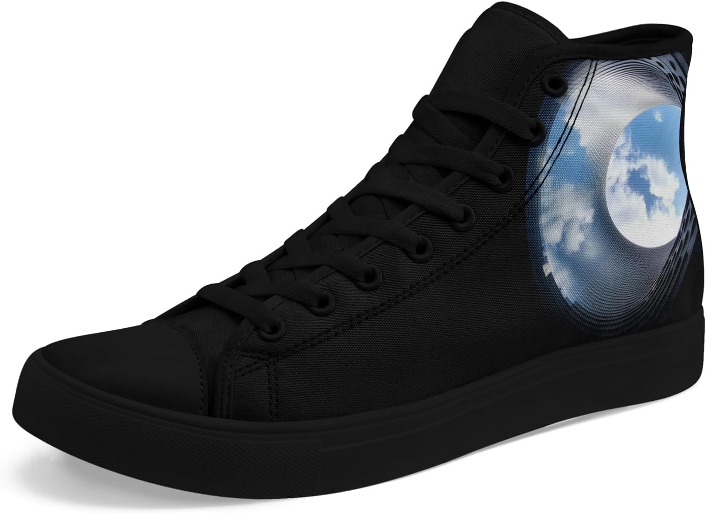 

Красочные высокие кеды из парусины для мужчин и женщин с дизайном «Солнце, луна, дракон» Awsole, белый/черный/синий