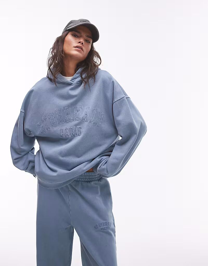 

Толстовка St Germain свободного кроя с принтом Topshop, синего цвета