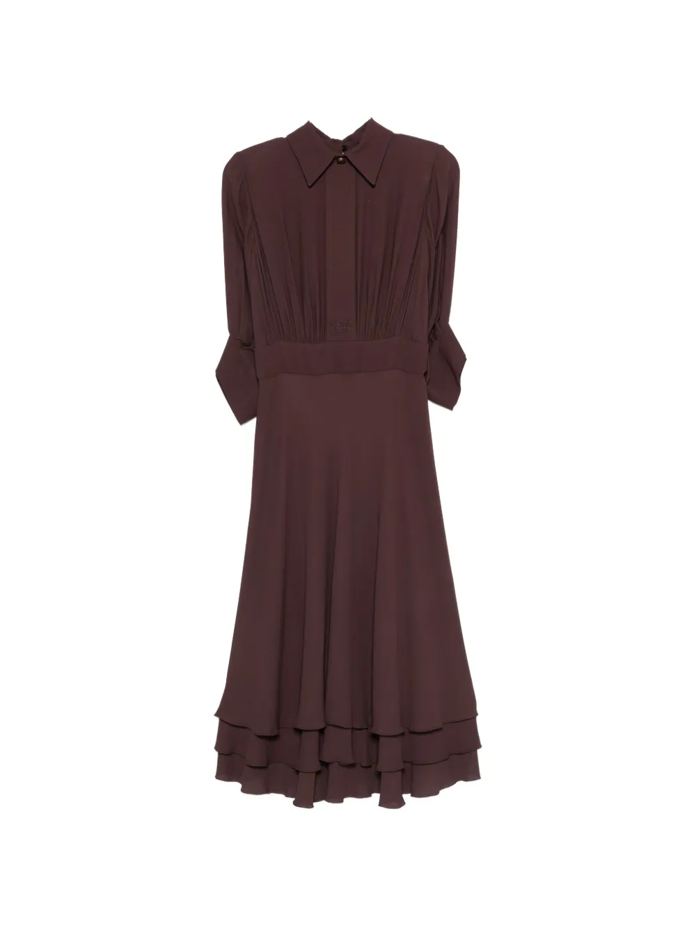 

Многослойное платье миди с оборками Elisabetta Franchi, коричневый