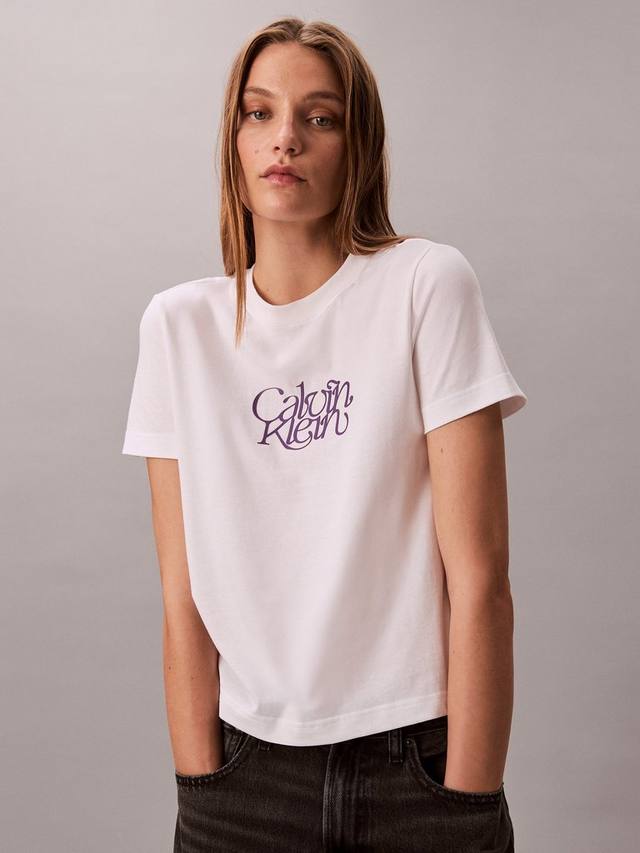 

Футболка Slim Fit с принтом Script Logo Calvin Klein, Brilliant White