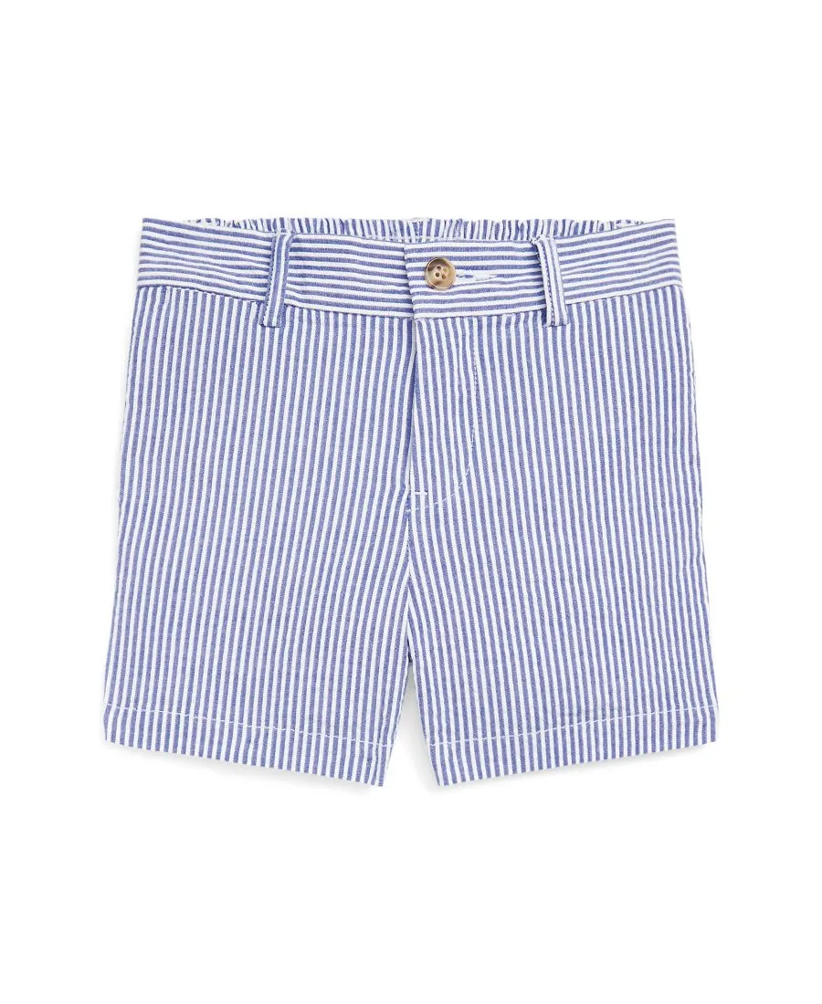 Детские полосатые шорты для мальчиков с плоским передом Polo Ralph Lauren, синий seersucker