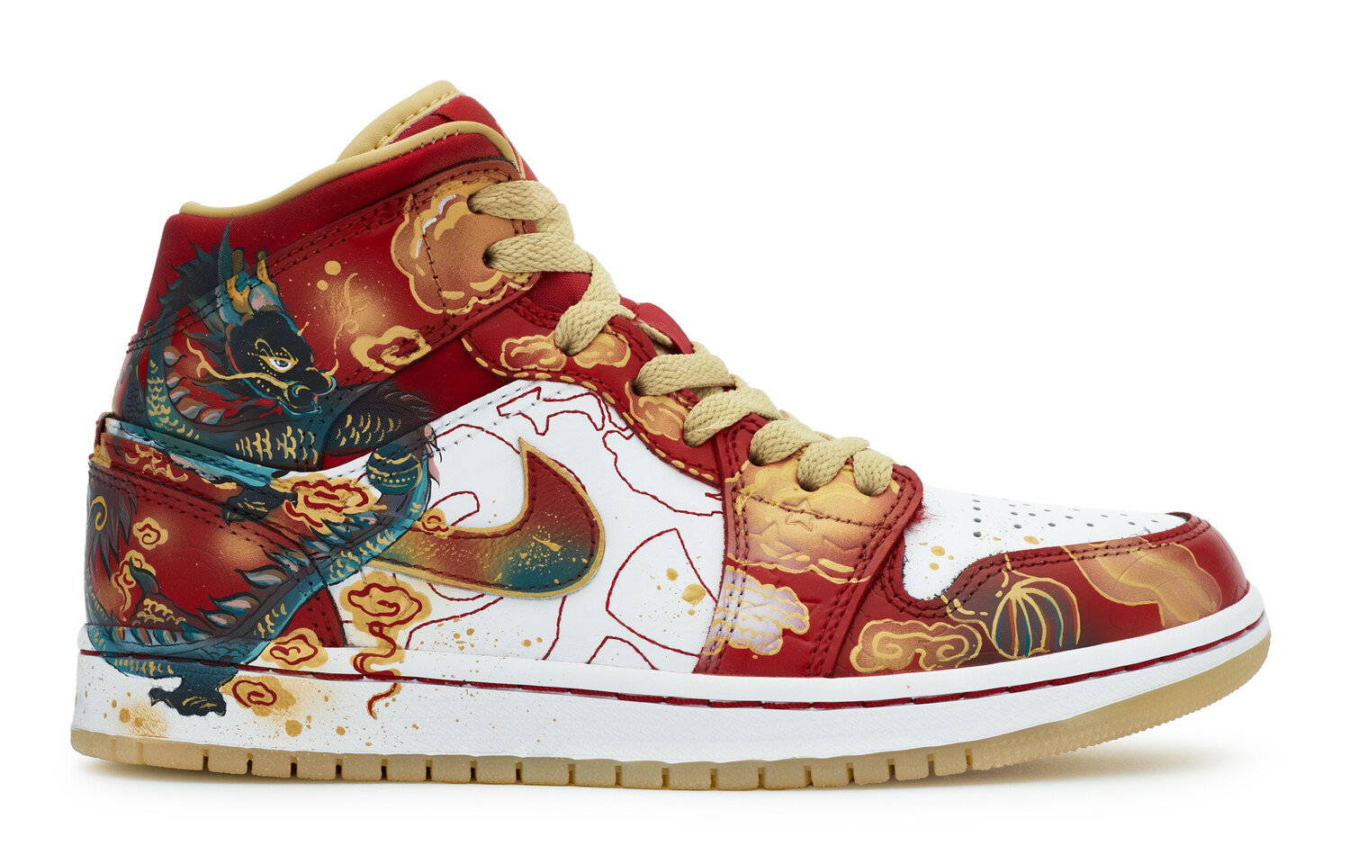 

Jordan Air Jordan 1 Vintage Баскетбольные кроссовки унисекс, Red and white gold