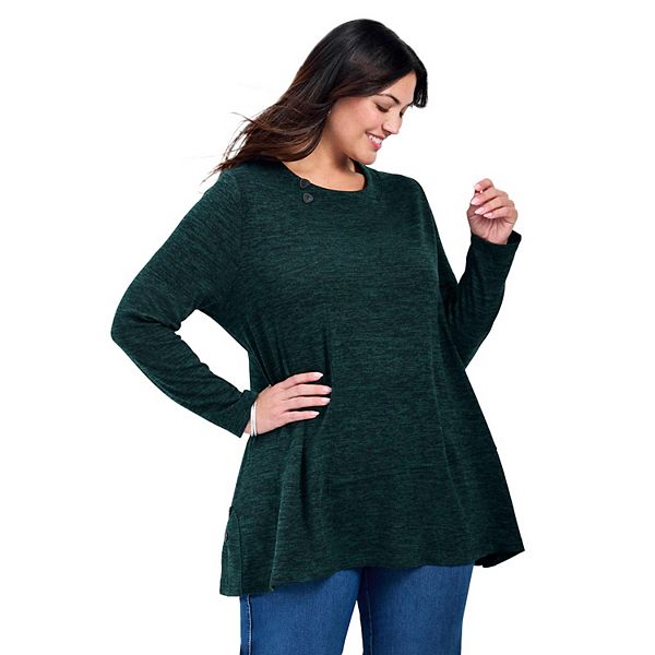 

Женский топ Hacci с плюс-размером и деталями из рубиновых пуговиц Avenue, Forest Green