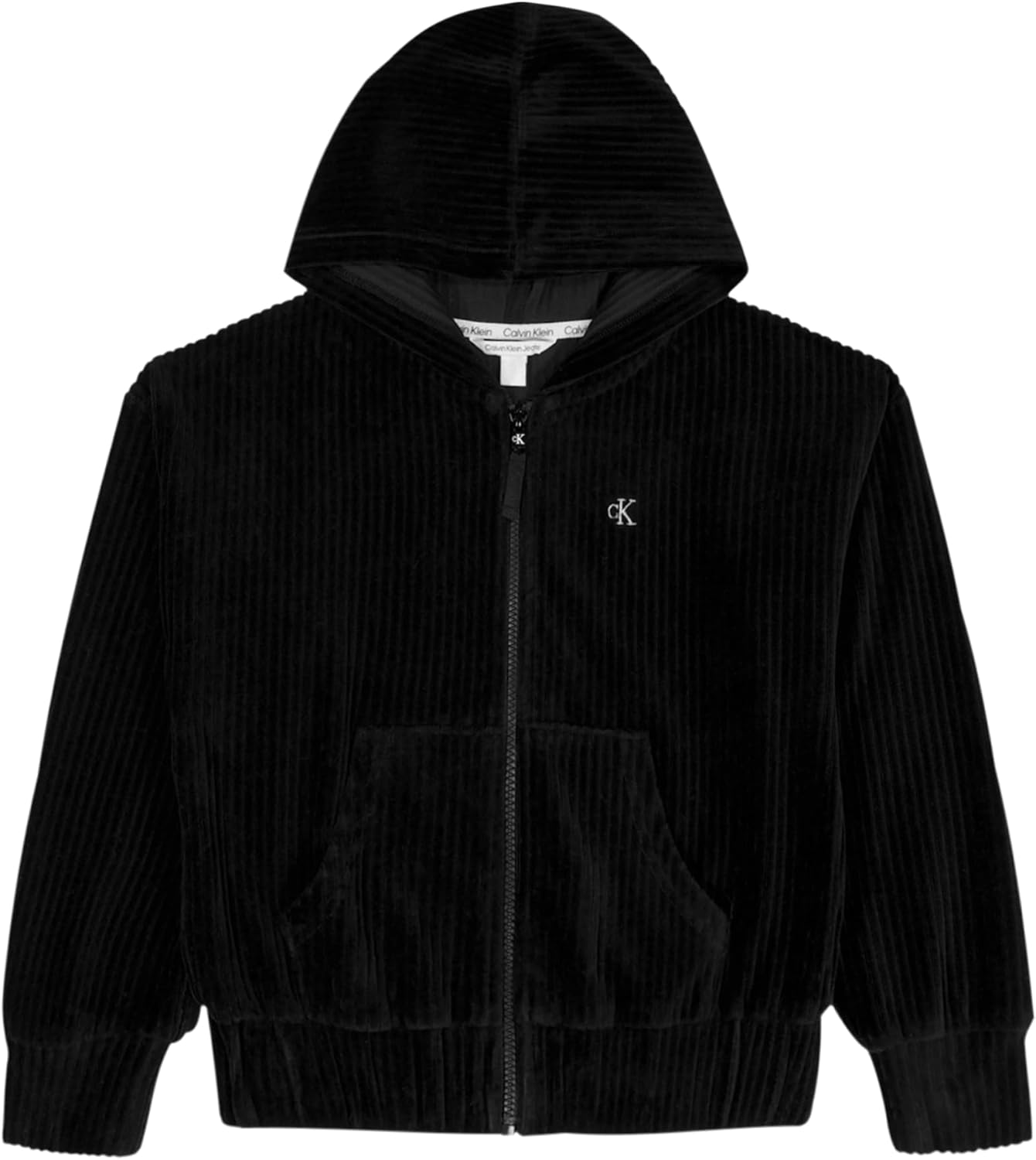 

Уютная толстовка с капюшоном Calvin Klein для девочек с длинными рукавами, Rib Velour Black