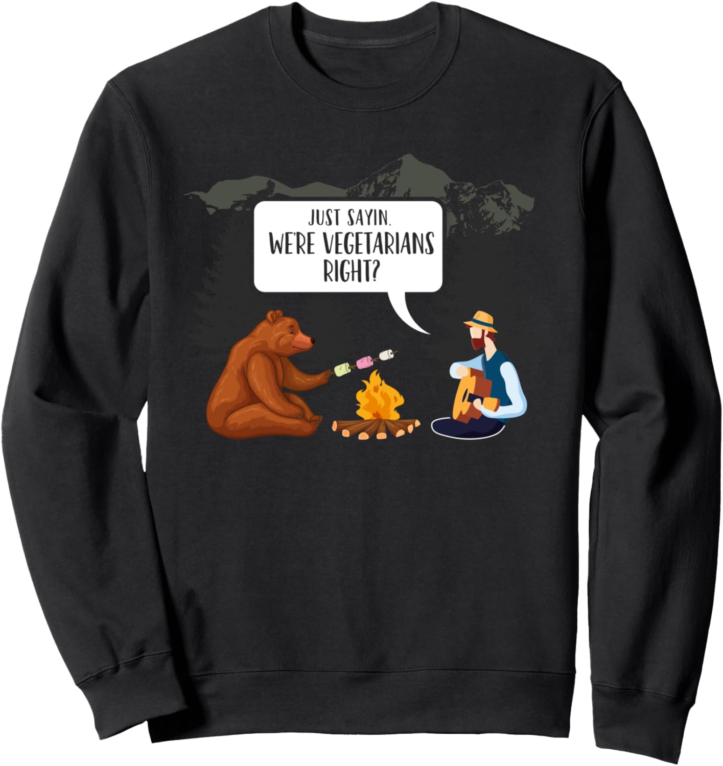 

Забавная толстовка с изображением медведя и человека в походе. Подарок для вегетарианцев и веганов Uab Kidkis, черный