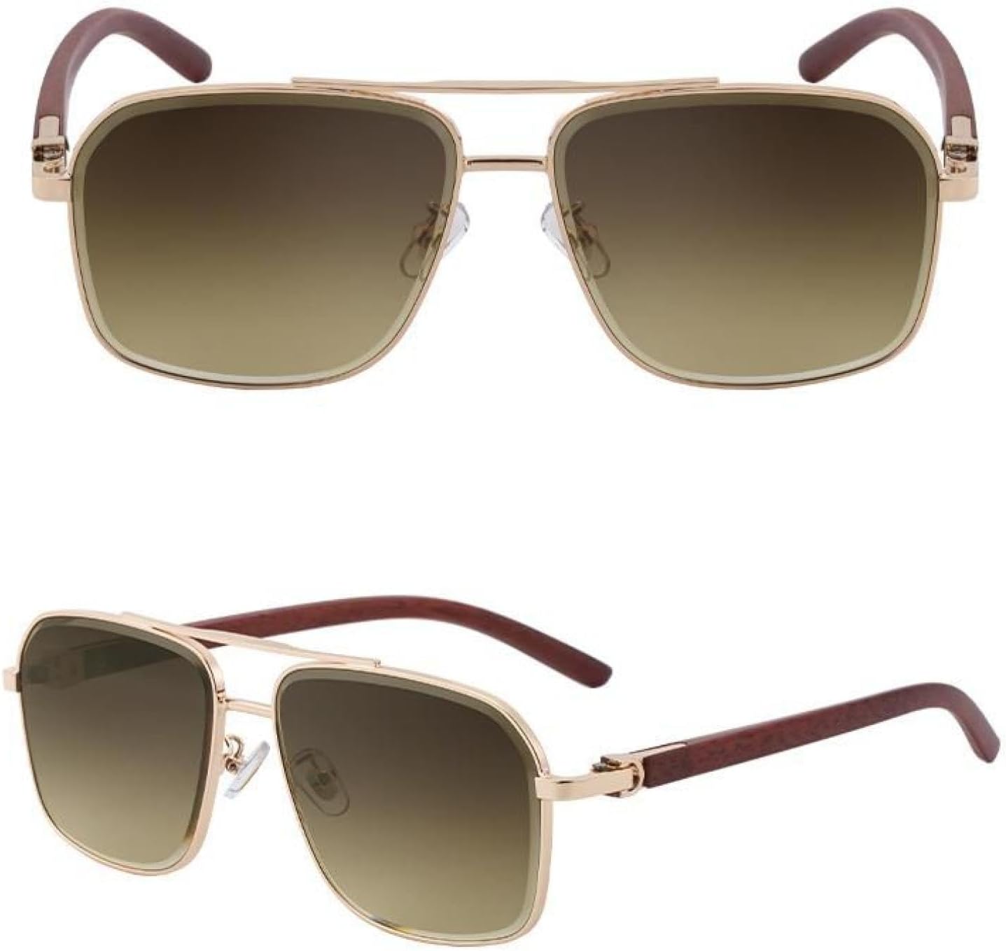 

Мужские солнцезащитные очки в стиле панк большого размера, роскошные ретро-очки с металлической оправой, двойной дужкой, в стиле стимпанк, защита от УФ-излучения UV400 TVTBBVV, C3goldbrowngray