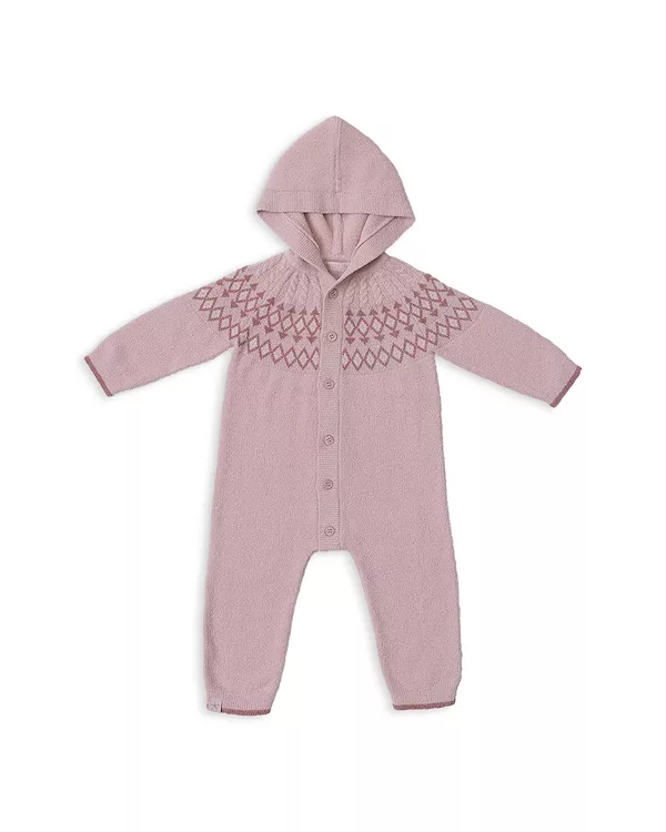 

Унисекс уютный ультралегкий детский комбинезон в стиле Fair Isle от Cozychic. Barefoot Dreams, розовый