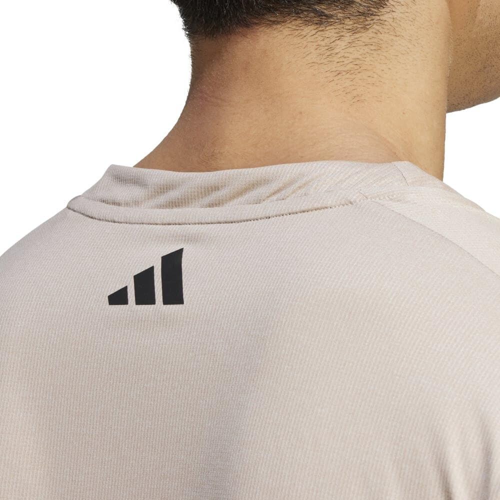 Мужская футболка Adidas DJO85 с коротким рукавом, дизайн, графический принт Four Movement, футболка для тренировок с коротким рукавом, черный/бежевый — фото 4