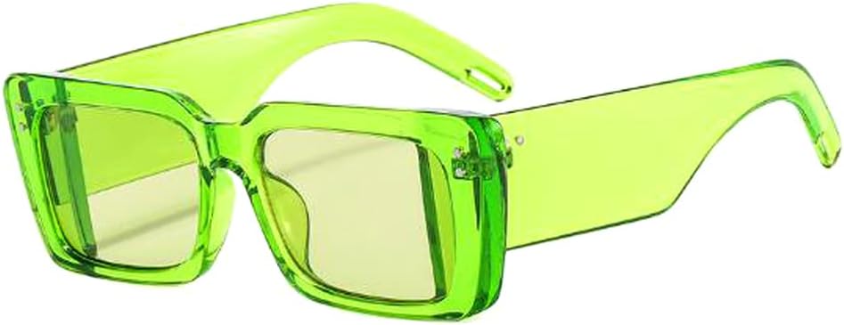 

Винтажные квадратные солнцезащитные очки с широкими дужками, солнцезащитные очки с рисунком «рисовый ноготь», узкие солнцезащитные очки с защитой от ультрафиолета star shop, Transparent Green