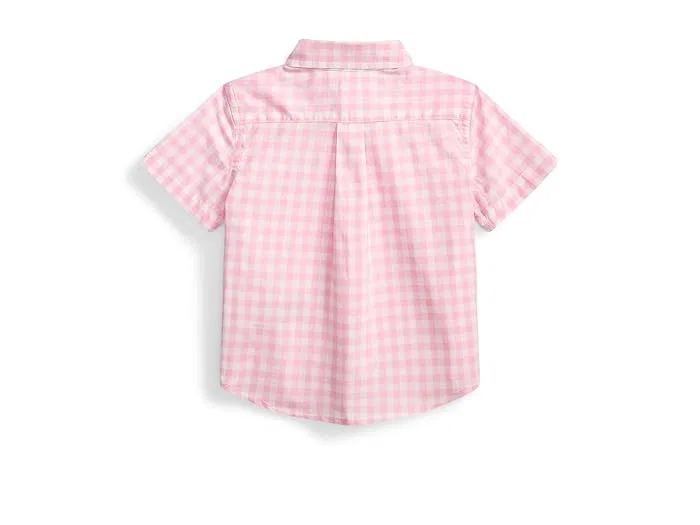Рубашка поплиновая в клетку Polo Ralph Lauren Kids, Carmel Pink/White — фото 2