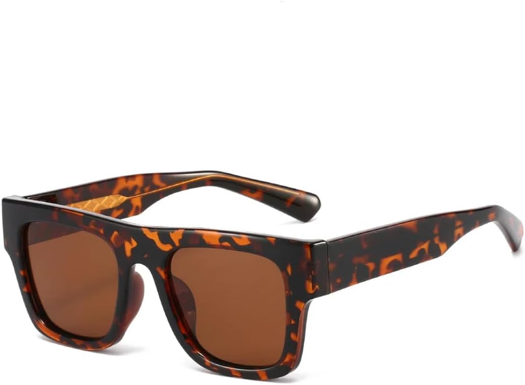 

Солнцезащитные очки в крупной квадратной оправе для мужчин и женщин, для вождения, рыбалки, походов, повседневной носки, с металлическим сердечником UATXTAU, Leopard Tea