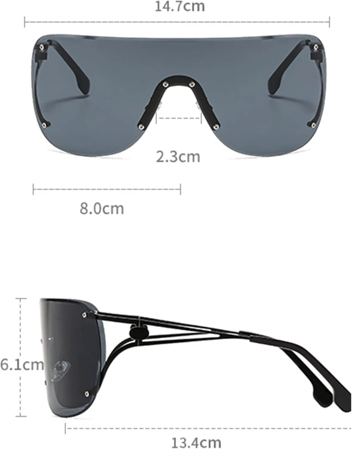 

bullabulling Модные солнцезащитные очки-маска большого размера для женщин и мужчин, безободковые солнцезащитные очки-щитки Piot с защитой от УФ-излучения UV400, Tea