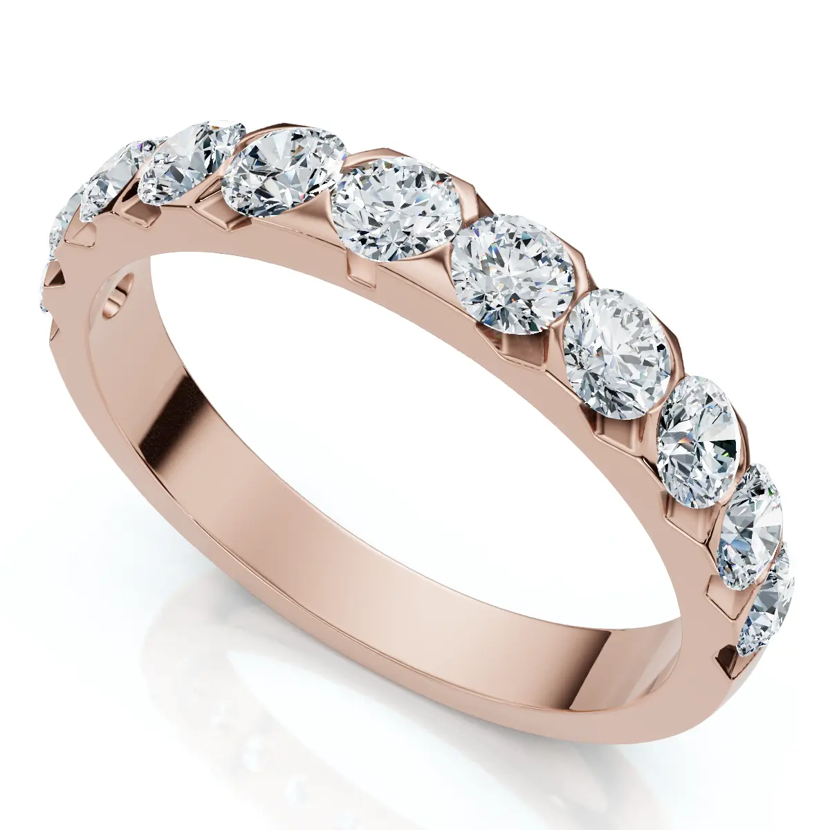 

Кольцо на годовщину свадьбы с бриллиантами 0,85 карата, волнообразная оправа, 14-каратное золото или платина Pompeii2, 14K Rose Gold