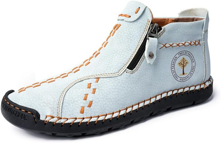 

Мужские повседневные ботинки Asifn с молнией, модные ботинки из микрофибры и кожи, удобные, ручной работы, с нескользящей подошвой для походов и вождения, ботильоны, синий