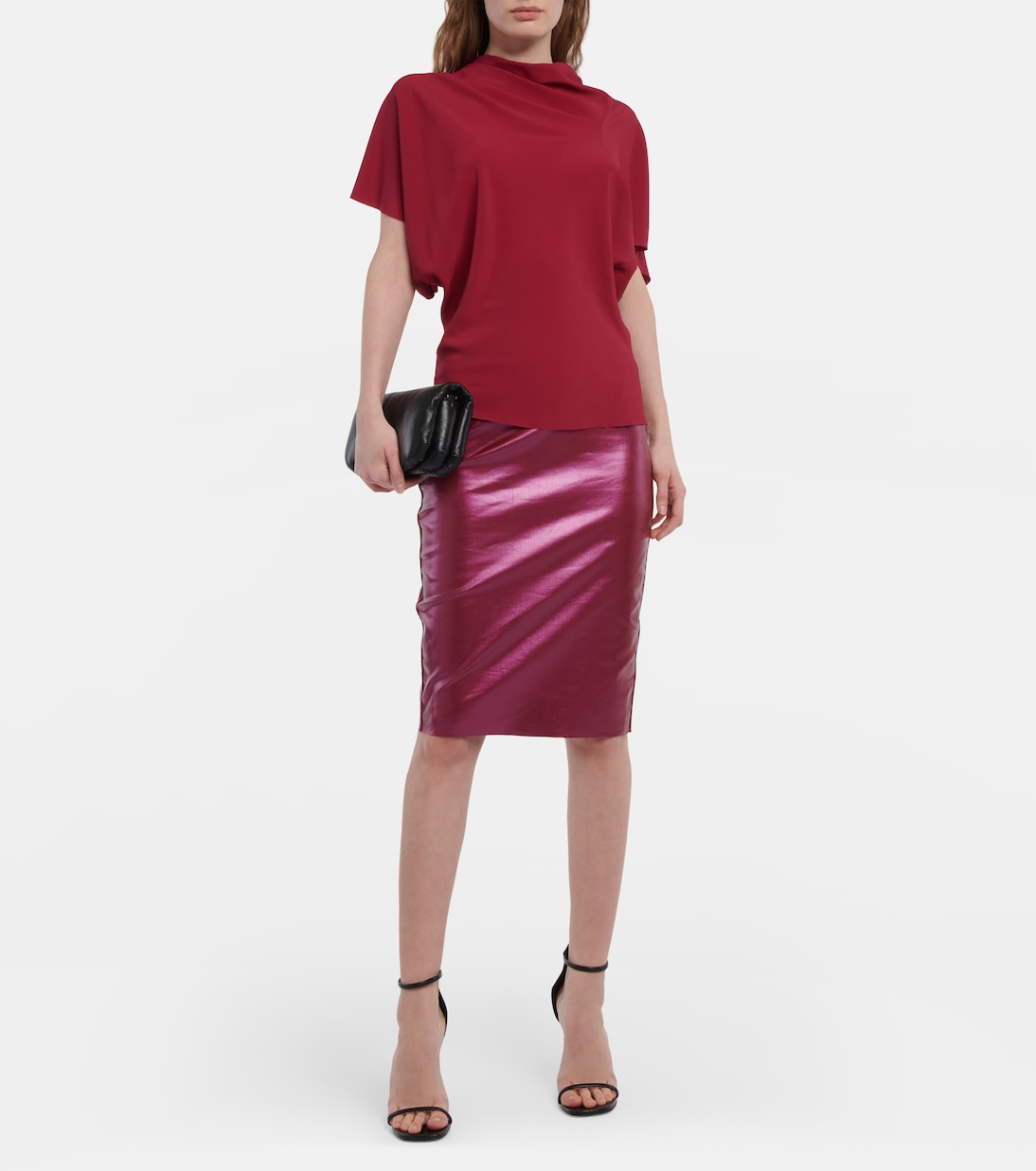 Асимметричный топ из смесового шелка Rick Owens, Fuschia — фото 2